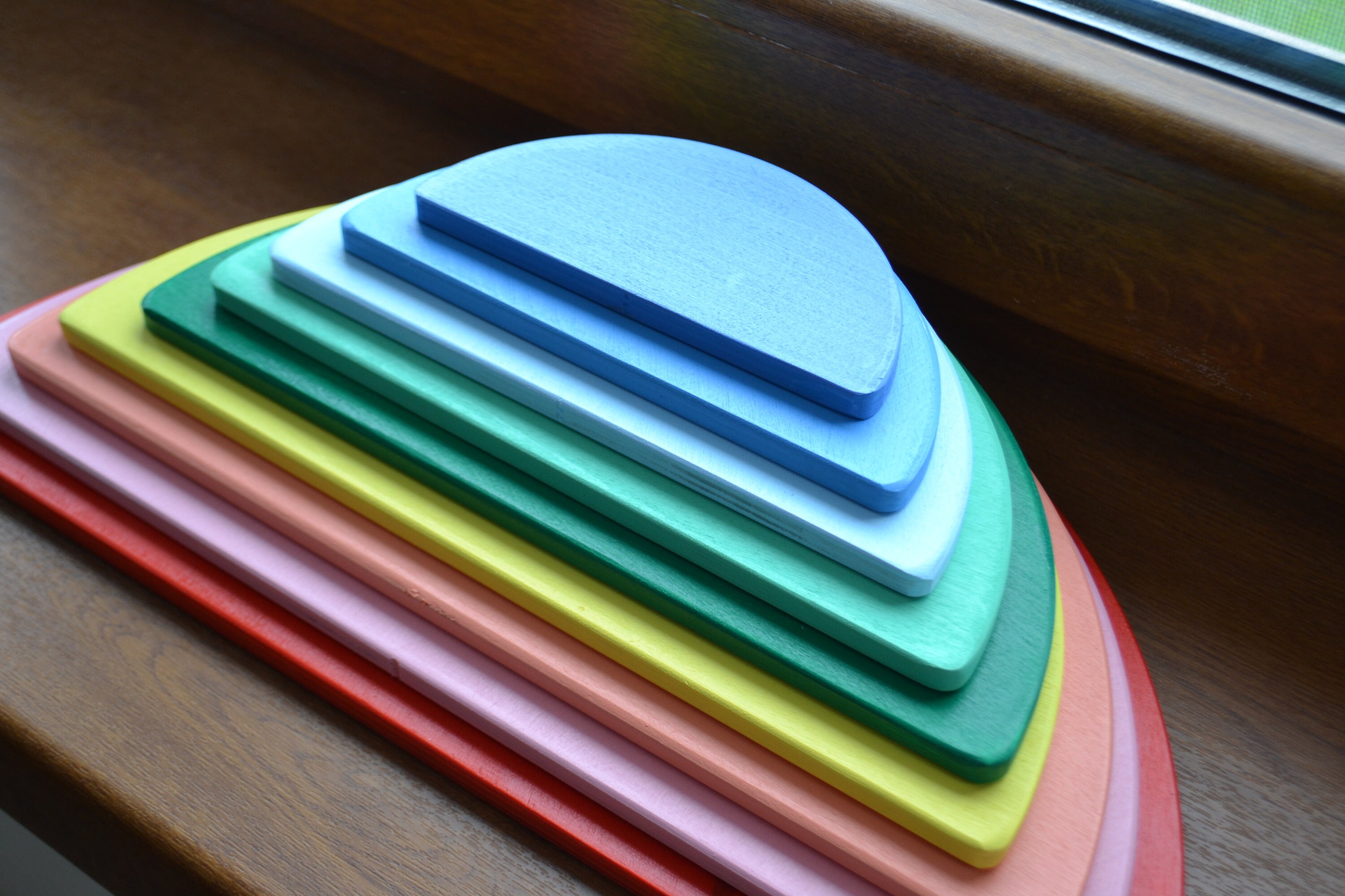 Wooden Semicircles Large Stacking RAINBOW Regenbogen Etsy