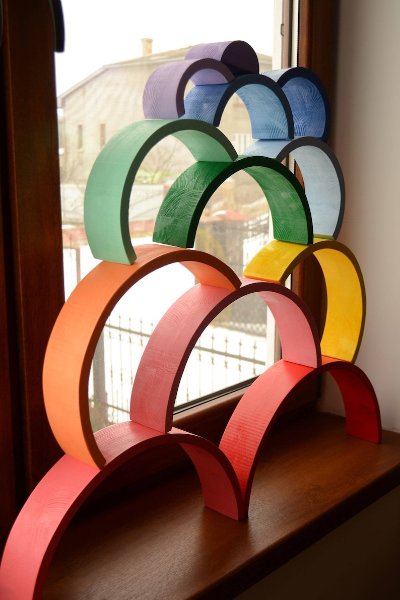 Wooden Rainbow Stacker Extra Large Rainbow Stacker Wooden Etsy