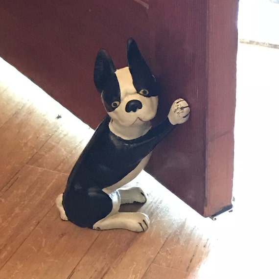 Vintage Cast Iron Boston Terrier Doorstop Bookend Etsy