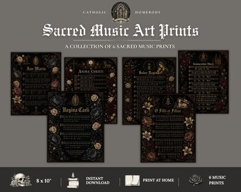 Sacred Music Art Prints Bundle | Gothic Catholic Hymn Wall Art (Digital Download)