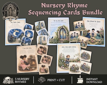 Nursery Rhyme Sequencing Cards Bundle | 5 Printable Story Sequencing Activities | Preschool Kindergarten Literacy | Digital Download