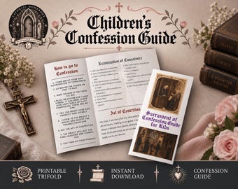 Children’s Confession Guide Printable | Catholic First Reconciliation Trifold | Examination of Conscience & Act of Contrition