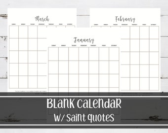 Blank Catholic Calendar
