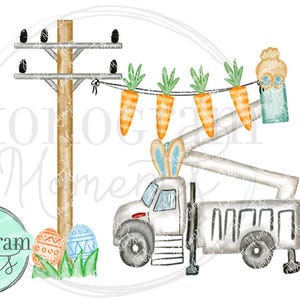 Easter Bucket truck design- boys easter design, boys easter png, boys line man sublimation png