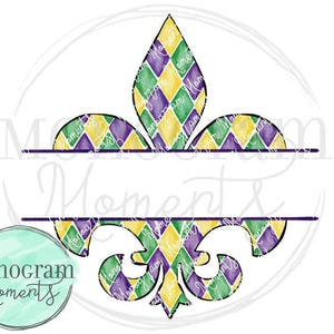 Aquarel Mardi Gras PNG - Fleur De Lis naamplaatje clipart voor digitale download, sublimatie en printables