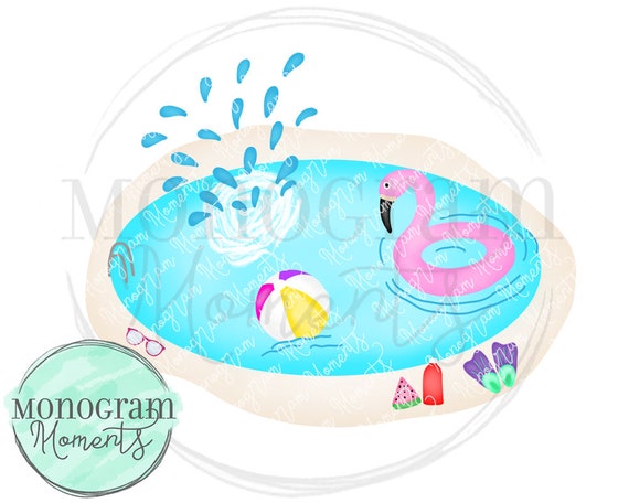 Watercolor Pool Party Clipart, swimming pool png, summer png