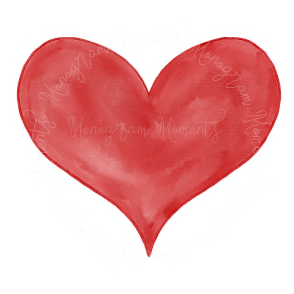 Watercolor Valentine's Day PNG - Red Heart Clipart for Digital Download, Sublimation, and Printables