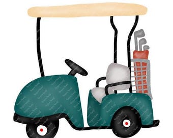 Watercolor Golf PNG - Watercolor Golf Cart Clipart for Digital Download, Sublimation, and Printables