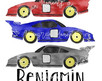Watercolor Racecar PNG - Race Car Clipart for Digital Download, Sublimation, and Printables