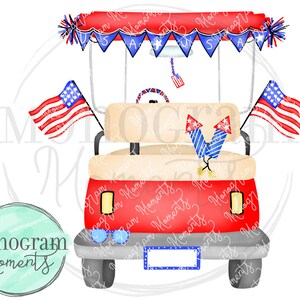 Watercolor 4th Of July Png Boy S Patriotic Golf Cart Etsy