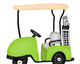 Watercolor Golf PNG - Watercolor Golf Cart Clipart for Digital Download, Sublimation, and Printables
