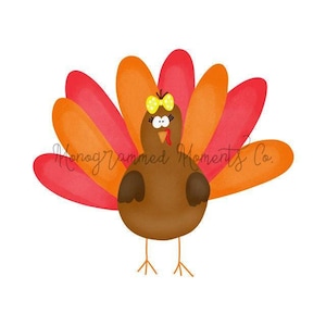 Watercolor Thanksgiving PNG Clipart - Turkey Girl - Digital Download - Printable Artwork Design - Sublimation Design- Toddler Girls Outfit