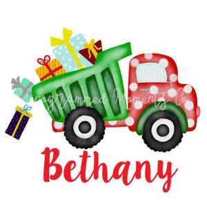 Watercolor Christmas PNG - Girl Dump Truck and Christmas Presents Clipart for Digital Download, Sublimation, and Printables