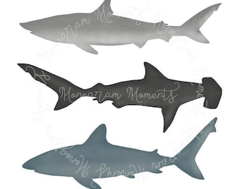 Watercolor Beach PNG -  Watercolor Sharks Clipart for Digital Download, Sublimation, and Printables
