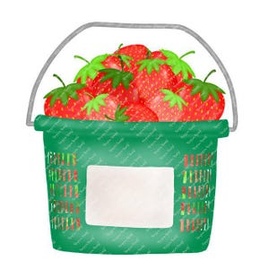 Aquarell Erdbeerernte PNG - Aquarell Erdbeeren Clipart für digitalen Download, Sublimation und Drucksachen