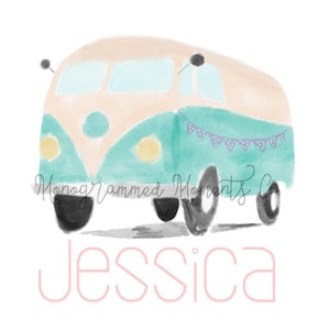 Watercolor Vintage Bus Clipart PNG - Classic Car PNG - Sublimation Digital Download - Printable Artwork Design - Toddler Boys Outfit