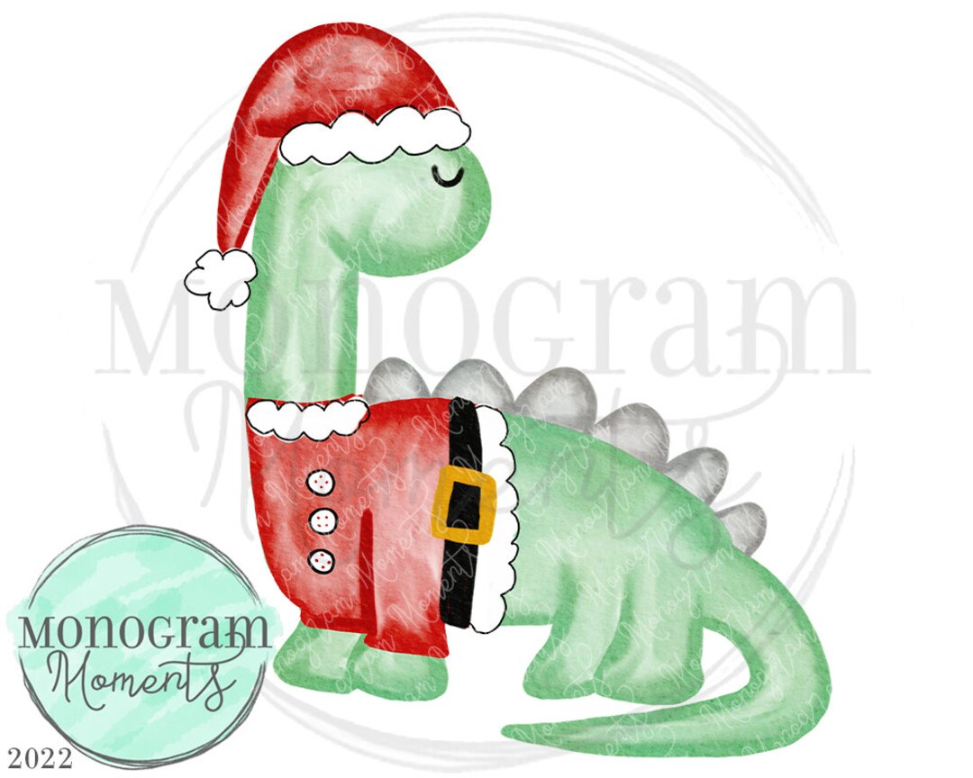 Watercolor Santa Dino Png Santa Dinosaur Sublimation Design - Etsy