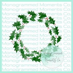Watercolor Christmas Wreath Watercolor Clipart Christmas Holly Watercolor PNG Digital Download Printable Artwork Design Toddler Designs