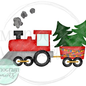Aquarelle de Noël PNG - Clipart de train de sapin de Noël pour garçon à télécharger, à sublimer et à imprimer