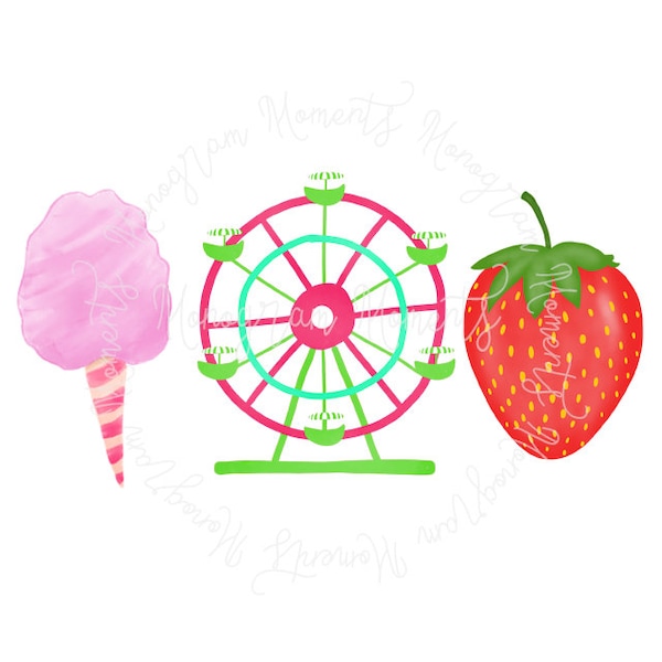 Watercolor Strawberry Festival PNG -  Watercolor Fair Clipart for Digital Download, Sublimation, and Printables