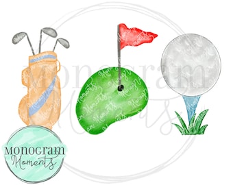 Watercolor Golf PNG -  Boy's Golfing Trio Clipart for Digital Download, Sublimation, and Printables