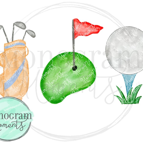 Watercolor Golf PNG -  Boy's Golfing Trio Clipart for Digital Download, Sublimation, and Printables