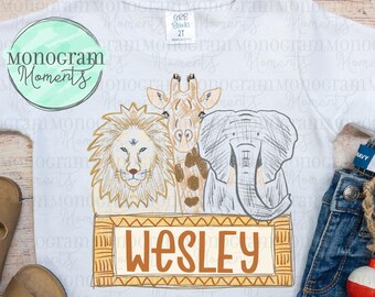 Design PNG de leão, girafa e elefante - design de zoológico para meninos, sublimação png de zoológico, zoológico para meninos png