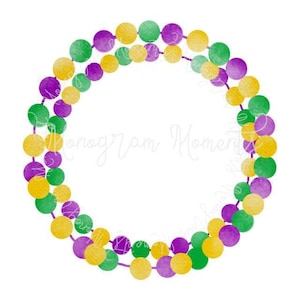 Watercolor Mardi Gras PNG - Mardi Gras Beads Clipart for Digital Download, Sublimation, and Printables