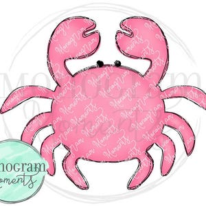 Aquarelle d&#39;été PNG - Clipart crabe rose pour téléchargement numérique, sublimation et imprimables