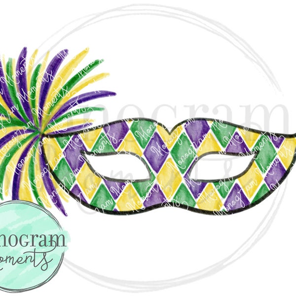 Watercolor Mardi Gras PNG -  Mardi Gras Mask Clipart for Digital Download, Sublimation, and Printables