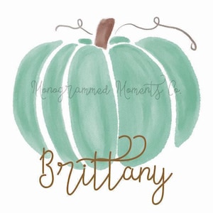 Pumpkins Watercolor Clipart - Green Fall - PNG - Sublimation Digital Download - Printable Artwork Design - Toddler Fall Gift