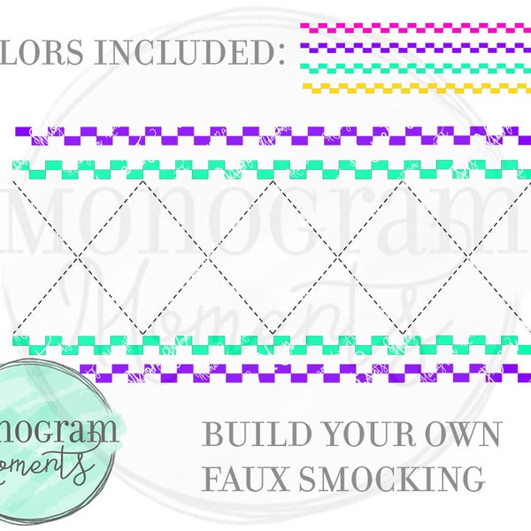 Faux Smocking Borders PNG -  Faux Smocking Build Your Own Clipart for Digital Download, Sublimation, and Printables