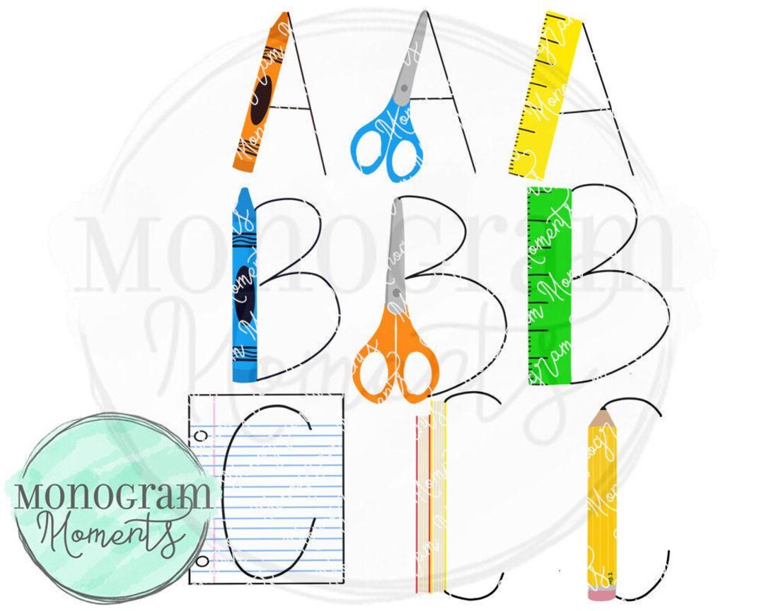 Digital Alpha - School Supplies Set Alphabet Clipart for Digital ...