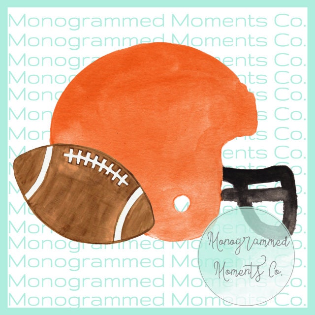 Orange Football Helmet Watercolor Clipart Clemson | Etsy