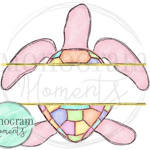 Watercolor Summer  PNG - Sea Turtle Monogram Clipart for Digital Download, Sublimation, and Printables