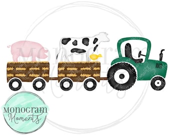Farm Animal Tractor Sublimation PNG -  Boy&#39;s Tractor Clipart for Digital Download, Sublimation, and Printables