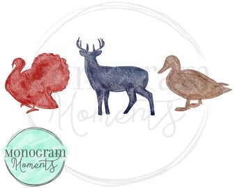 Watercolor Hunting PNG -  Watercolor Hunting Trio Clipart for Digital Download, Sublimation, and Printables