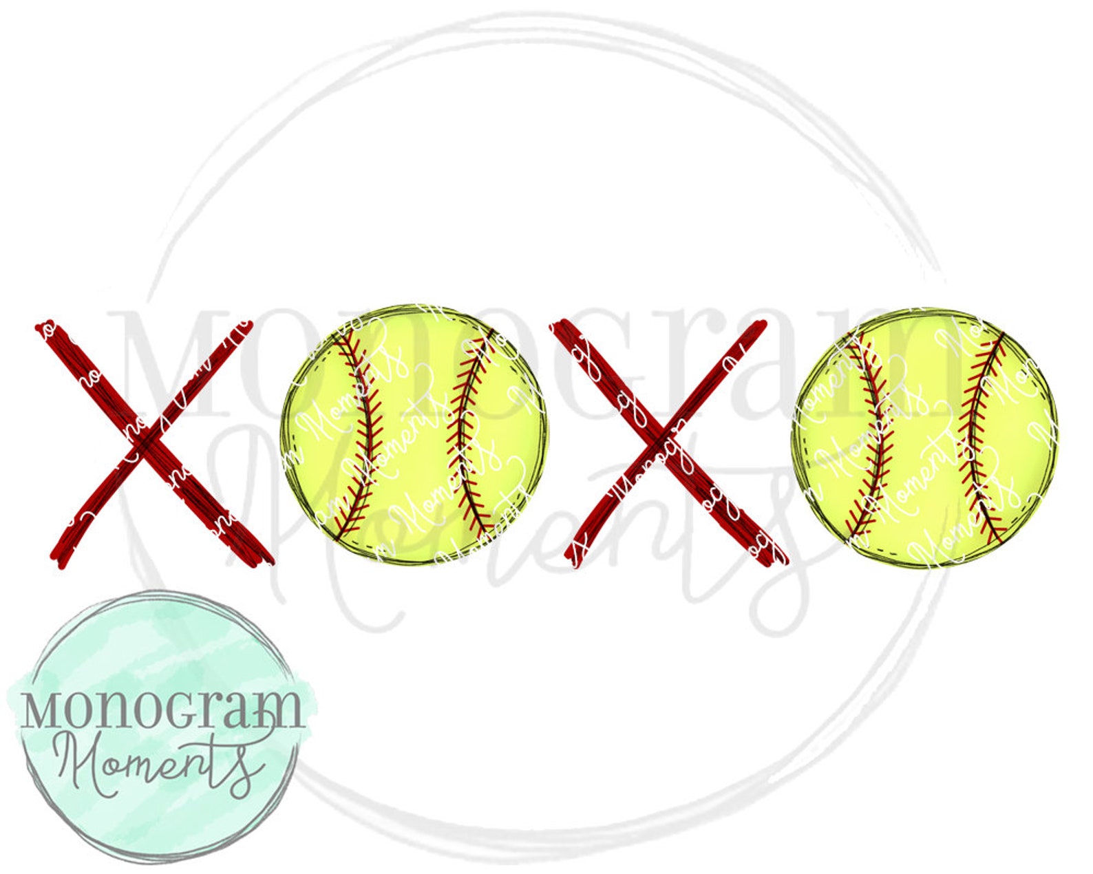 Watercolor Softball PNG Softball XOXO Clipart for Digital Etsy