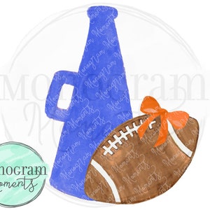 Blue Megaphone and Football Watercolor Clipart Cheerleader - Etsy