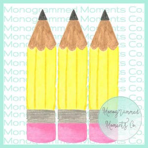 Pencils Trio Watercolor - Back to School - PNG - Digital Download - Printable Artwork Design