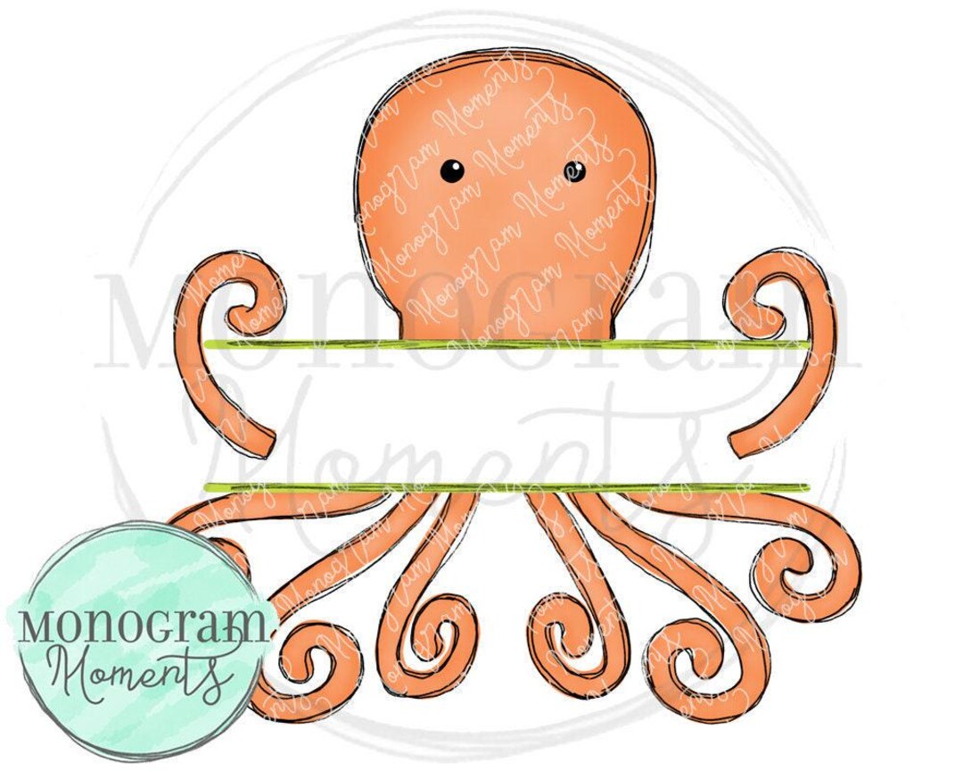 Watercolor Summer PNG - Octopus Monogram Clipart for Digital Download ...