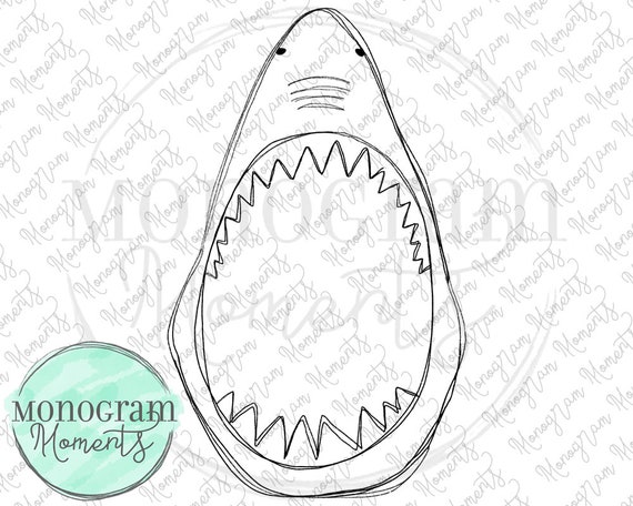 Watercolor Summer PNG Outline Shark Mouth Clipart for Digital Download,  Sublimation, and Printables - Etsy