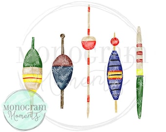 Watercolor Fishing PNG -  Watercolor Fishing Bobbers Clipart for Digital Download, Sublimation, and Printables