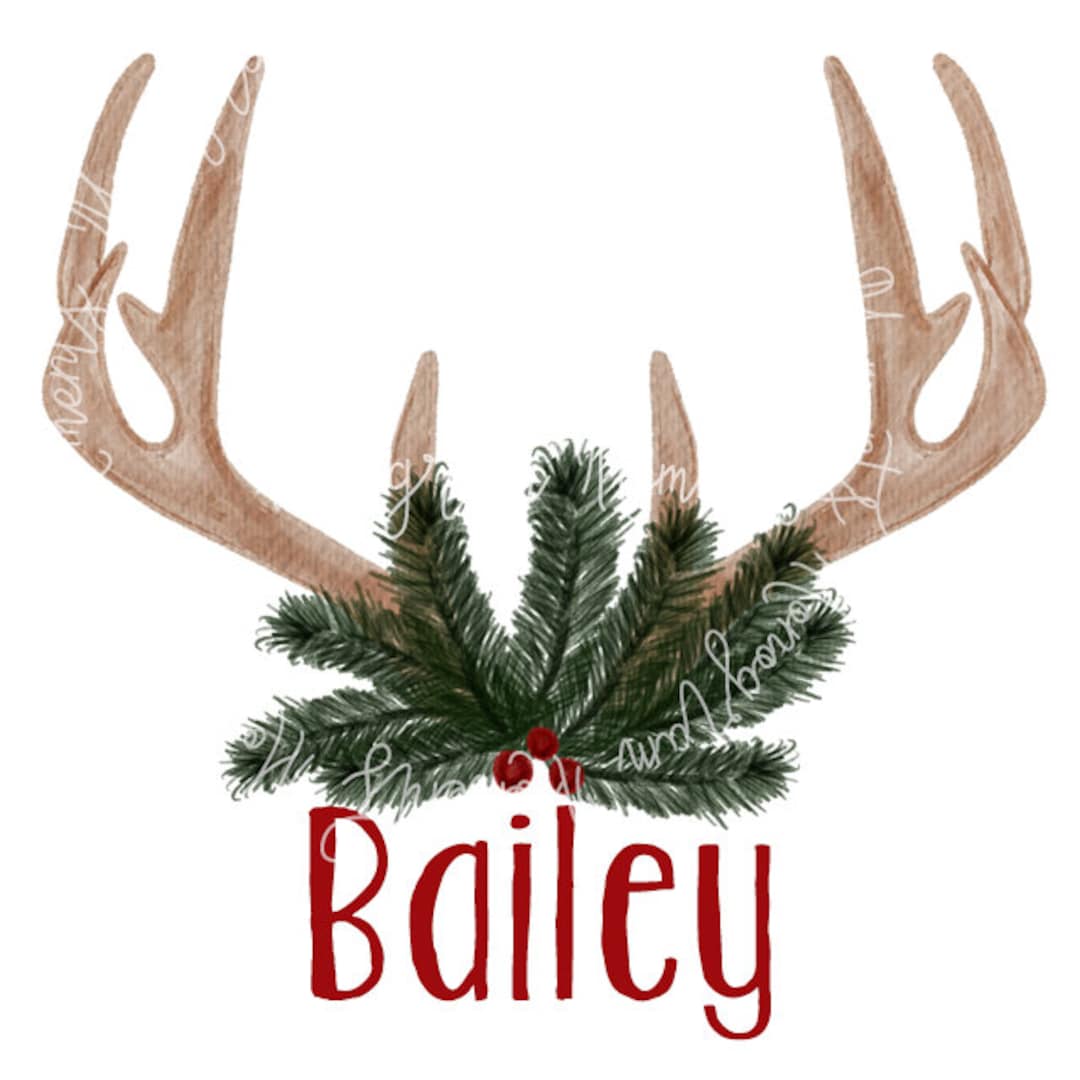 Watercolor Christmas PNG Deer Antlers Clipart for Digital Download ...