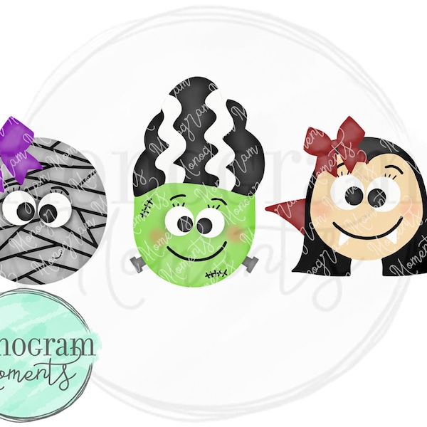 Watercolor Halloween PNG -  Girl's Halloween Costume Trio Clipart for Digital Download, Sublimation, and Printables