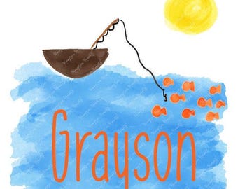 Watercolor Summer PNG -  Watercolor Fishing Clipart for Digital Download, Sublimation, and Printables