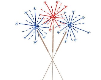 4. Juli Aquarell PNG - Aquarell Wunderkerze Feuerwerk Clipart für digitalen Download, Sublimation und Drucksachen