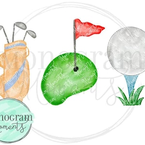 Aquarel golf PNG - golftrio voor jongens clipart voor digitale download, sublimatie en printables