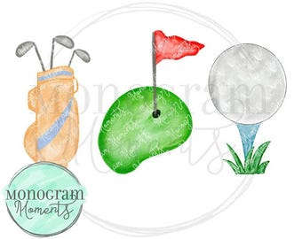 Watercolor Golf PNG -  Boy's Golfing Trio Clipart for Digital Download, Sublimation, and Printables