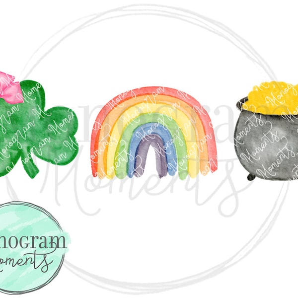 Watercolor St. Patrick's Day PNG -  Girl's St. Patrick's Day Trio Clipart for Digital Download, Sublimation, and Printables